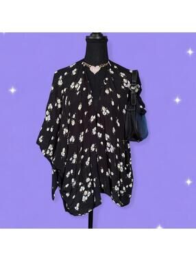 Y2K Garage Daisy Floral Lightweight Sleeve Shawl Cardigan size small 💗